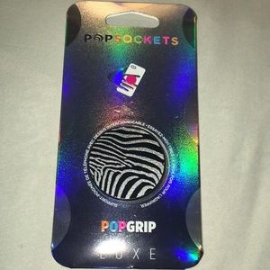 PopSockets PopGrip Luxe Zebra Print Phone Grip Stand Swappable Top